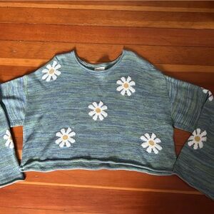 La Hearts Daisy Blue and Green Knit Sweater